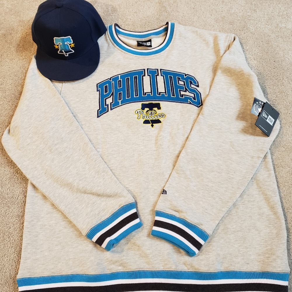 NWT! New Era Philadelphia Phillies Men's Sweatshirt Sz XL + FREE Hat